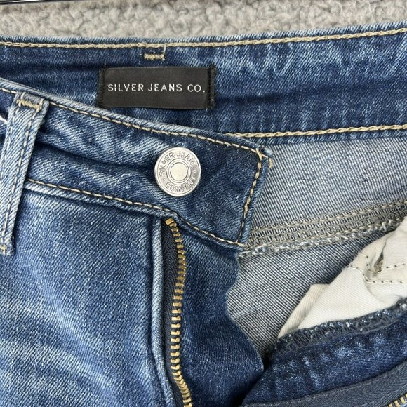 Silver Jeans Suki 28X31 Mid Straight Medium Wash Faded Denim Distressed - Picture 9 of 12